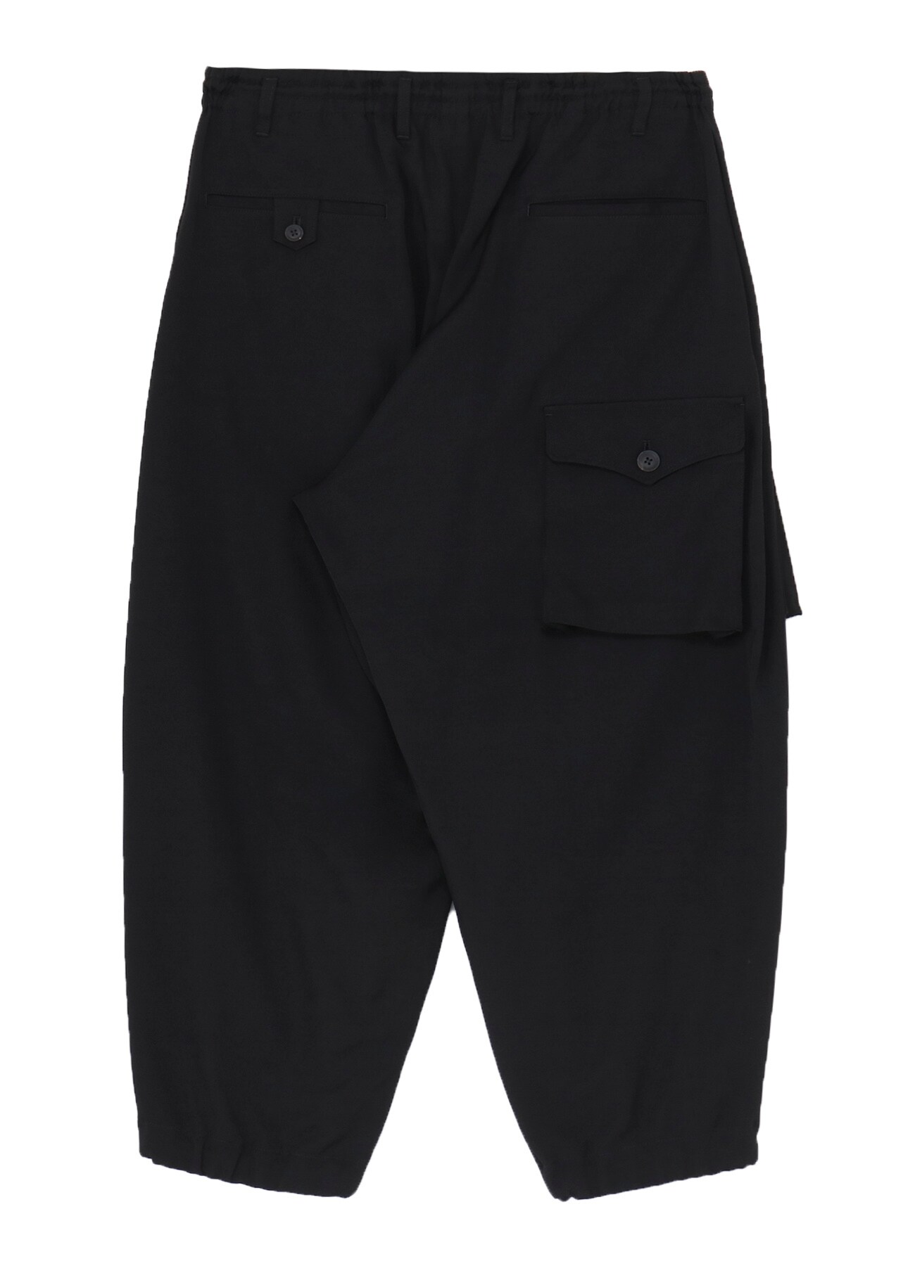 WOOL GABARDINE SIDE TUCK POCKET PANTS(S Black): Yohji Yamamoto