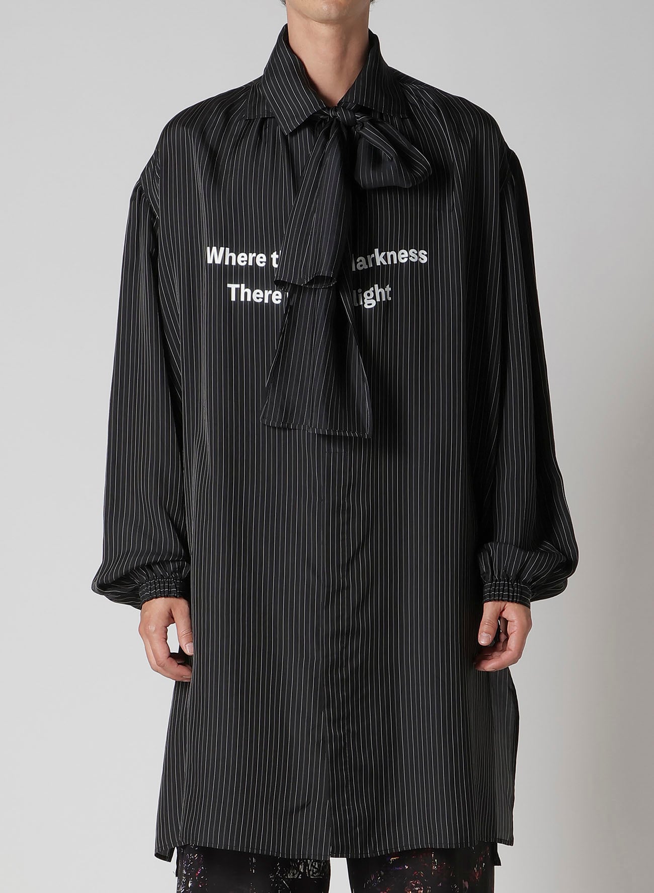 CU ST MESSAGE SCARF BLOUSE(S Black): Yohji Yamamoto POUR HOMME
