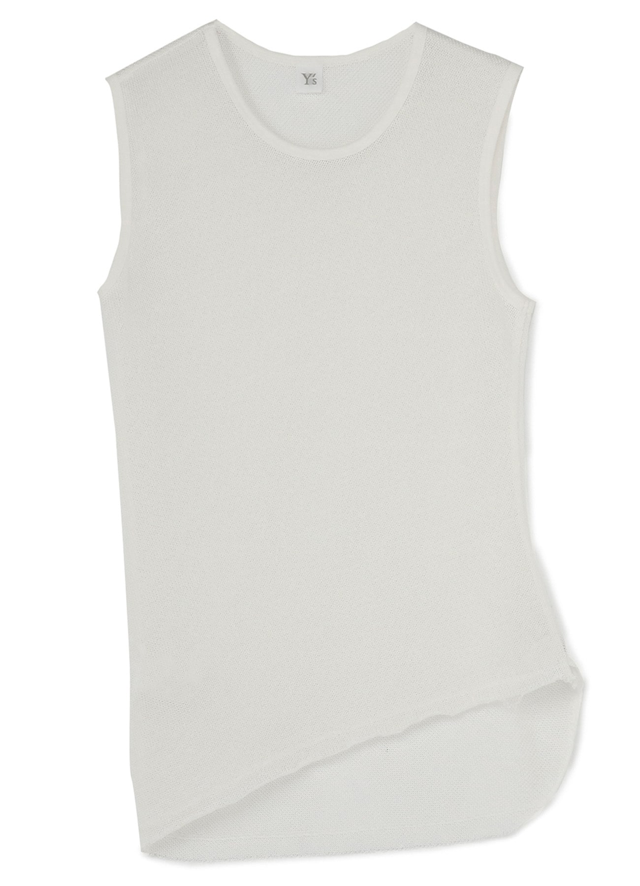 COTTON FAUX LINEN KNIT ASYMME TANK TOP(S White): Vintage｜Special
