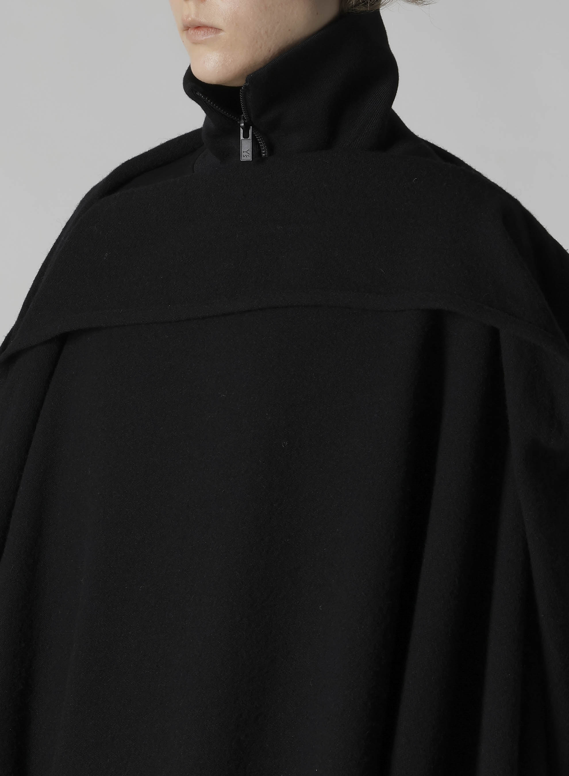 TOP VINTAGE FLANNEL ASYMMETRIC CAPE(XS Black): Vintage｜Special