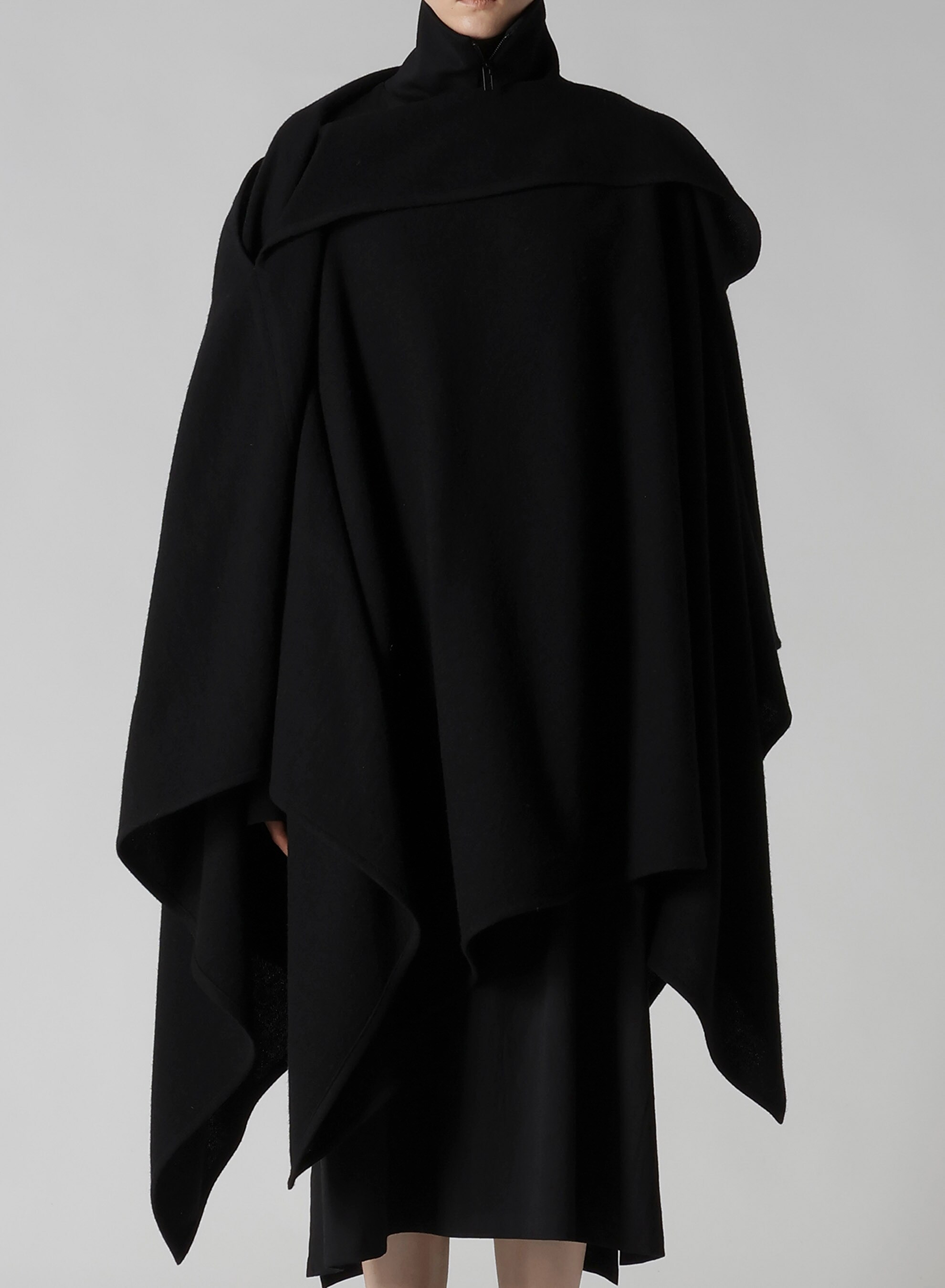 TOP VINTAGE FLANNEL ASYMMETRIC CAPE(XS Black): Vintage｜Special