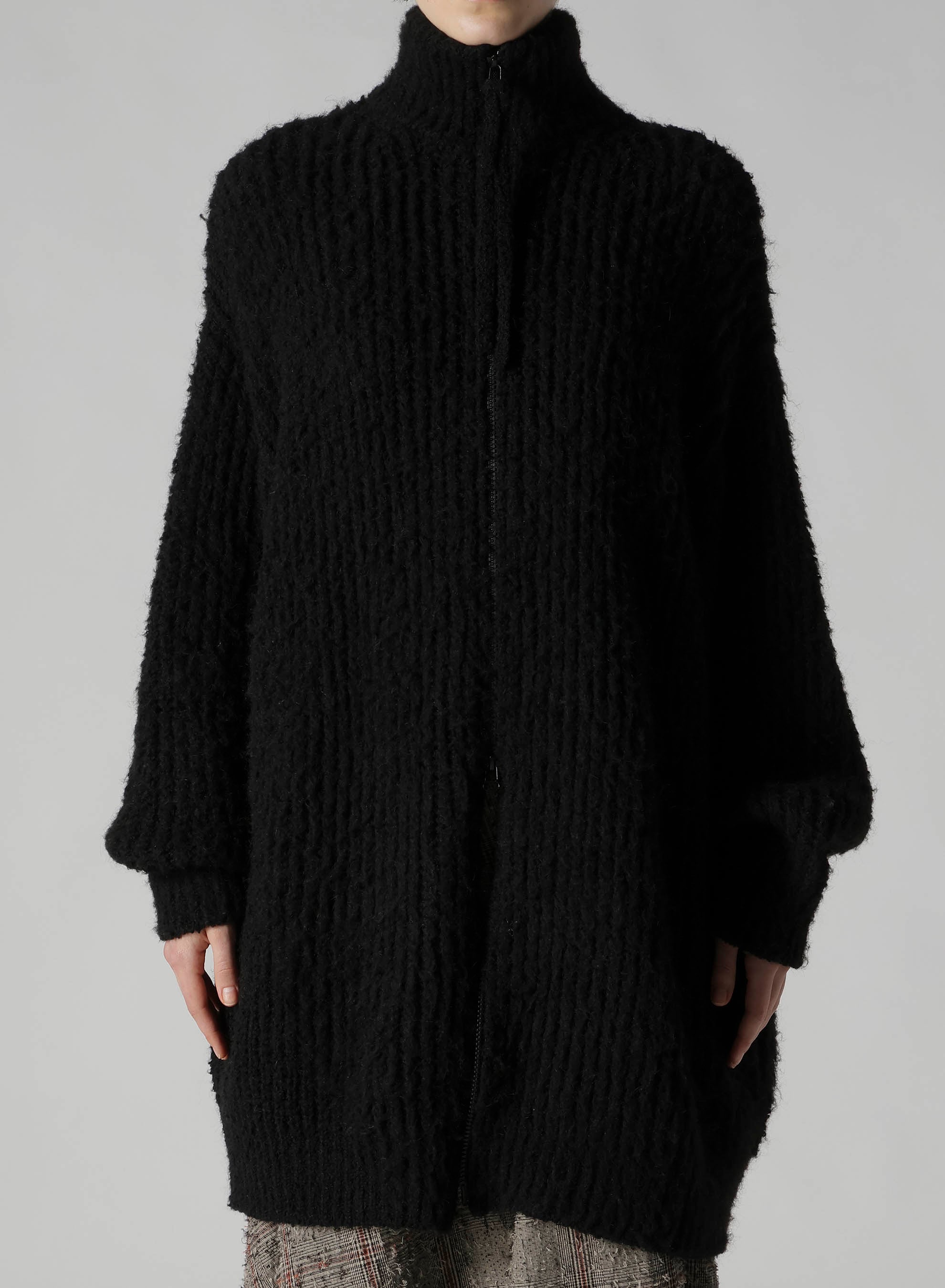 FLEECE RAISED ZIP-UP CARDIGAN(S Black): Soldes｜THE SHOP YOHJI