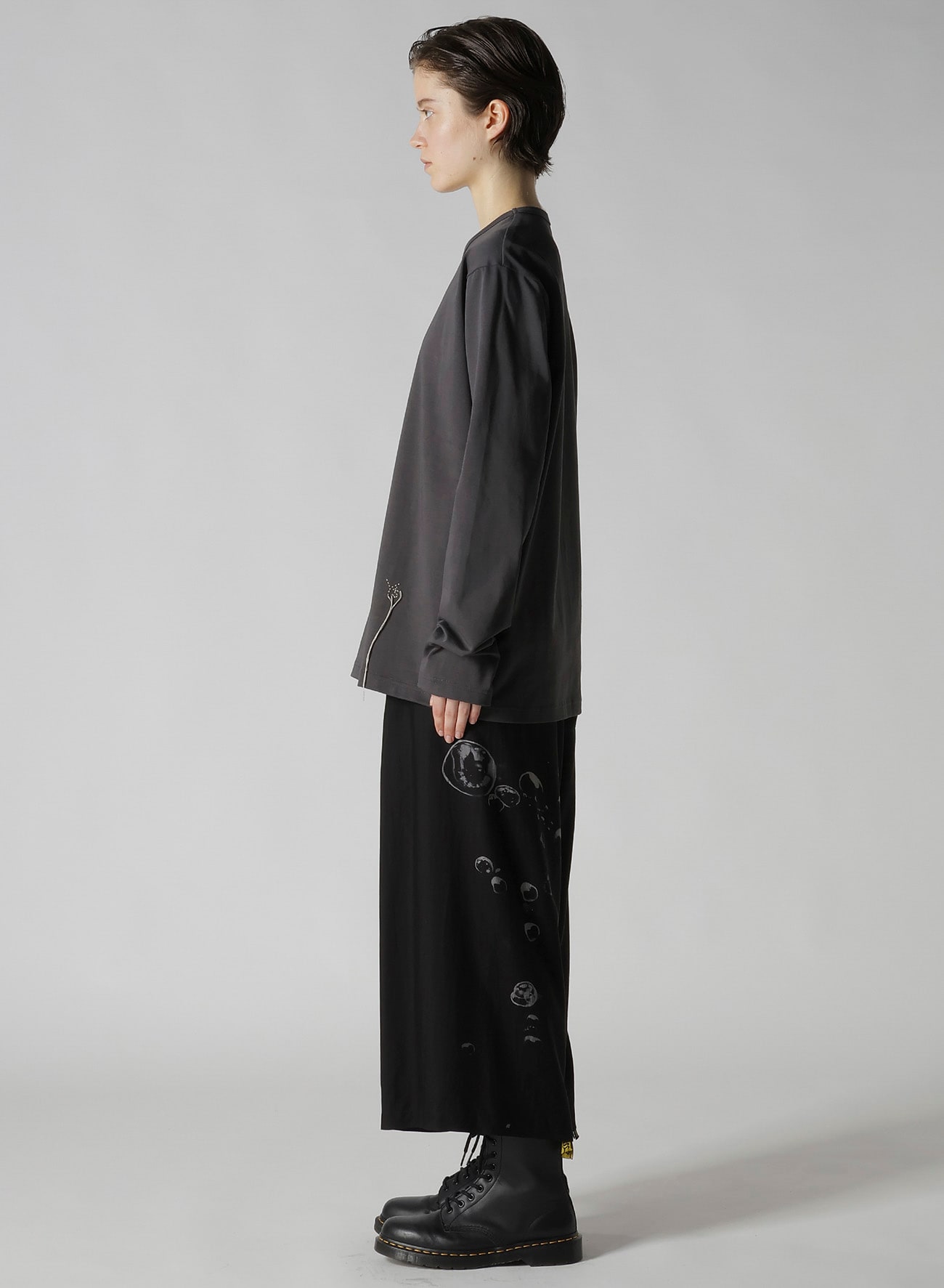 HARD TWISTED JERSEY Y'S STITCH LONG SLEEVE BIG T(L Grey): Y's｜THE