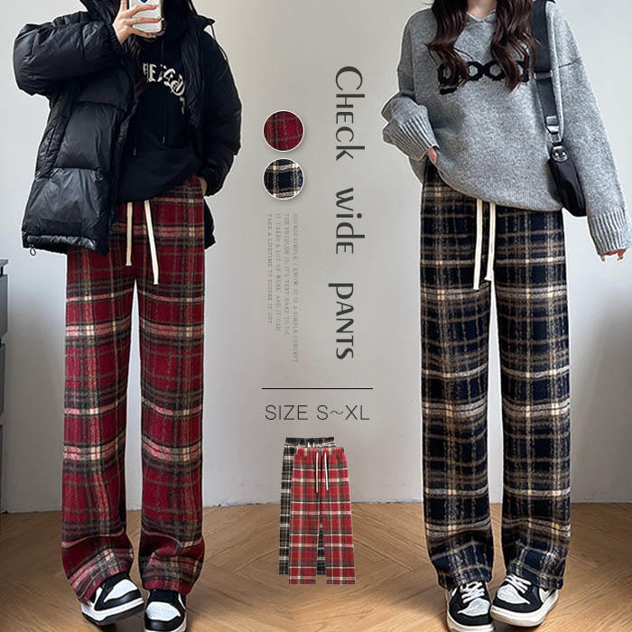 楽天市場】チェック 赤（パンツ｜ボトムス）：レディースファッション