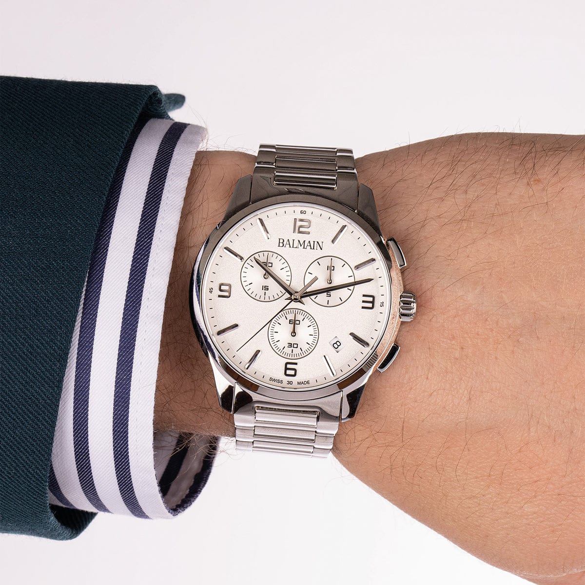 Balmain Madrigal 42mm Chronograph Silver Dial Men's Watch