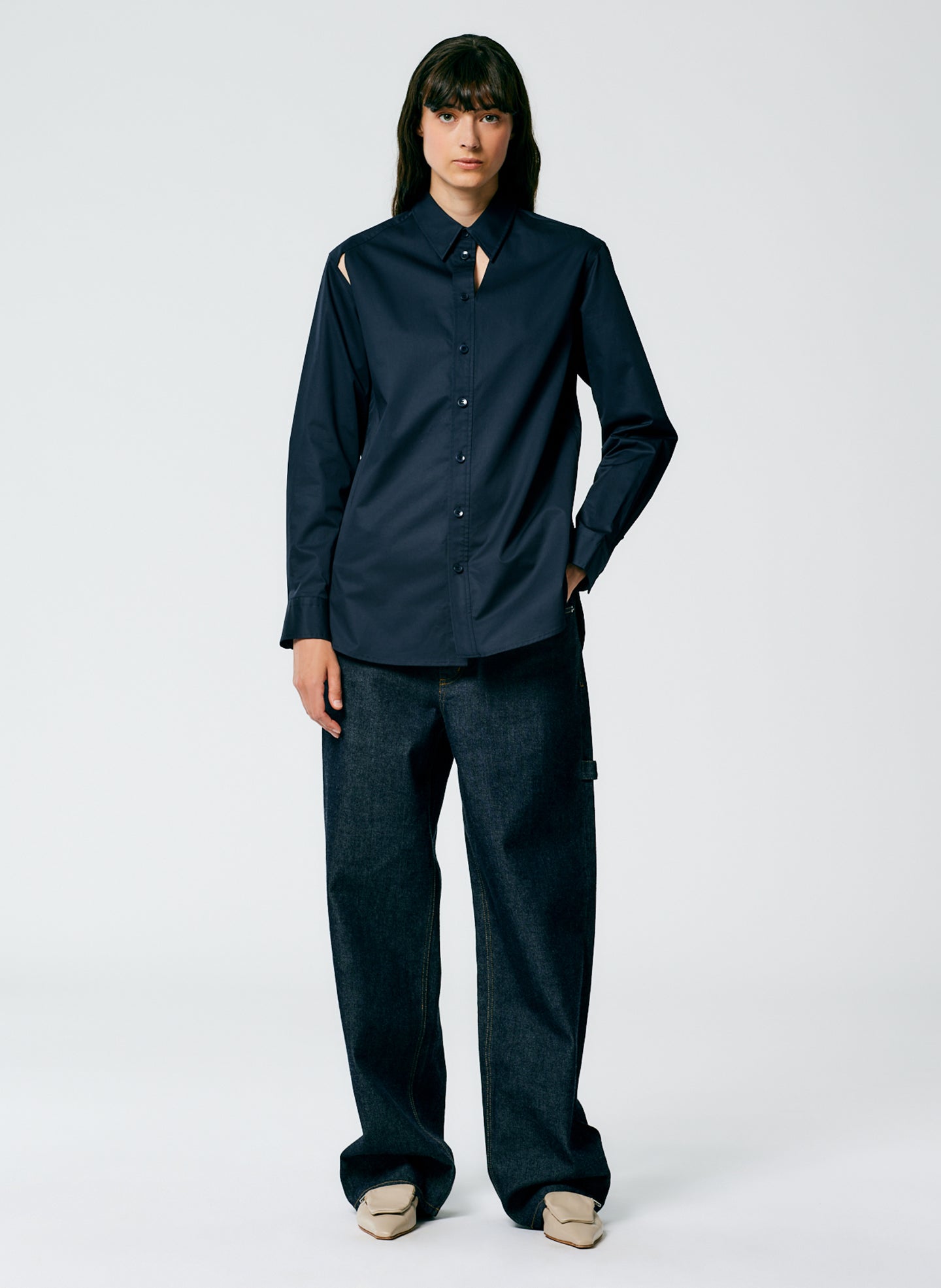 Eco Poplin Cut Out Charlie Shirt – Tibi Official