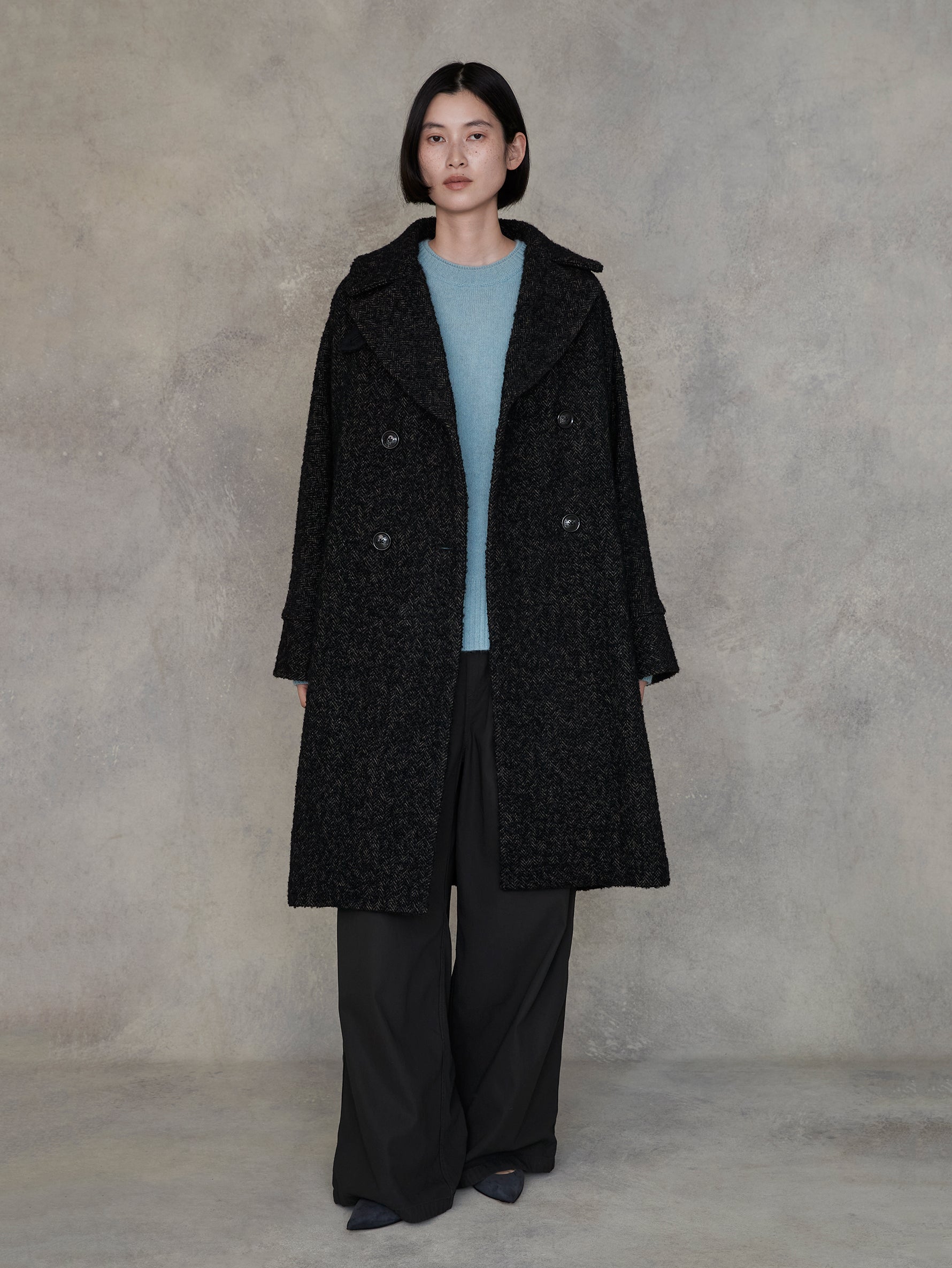 ミックスツイードテントコート/TBEA-271