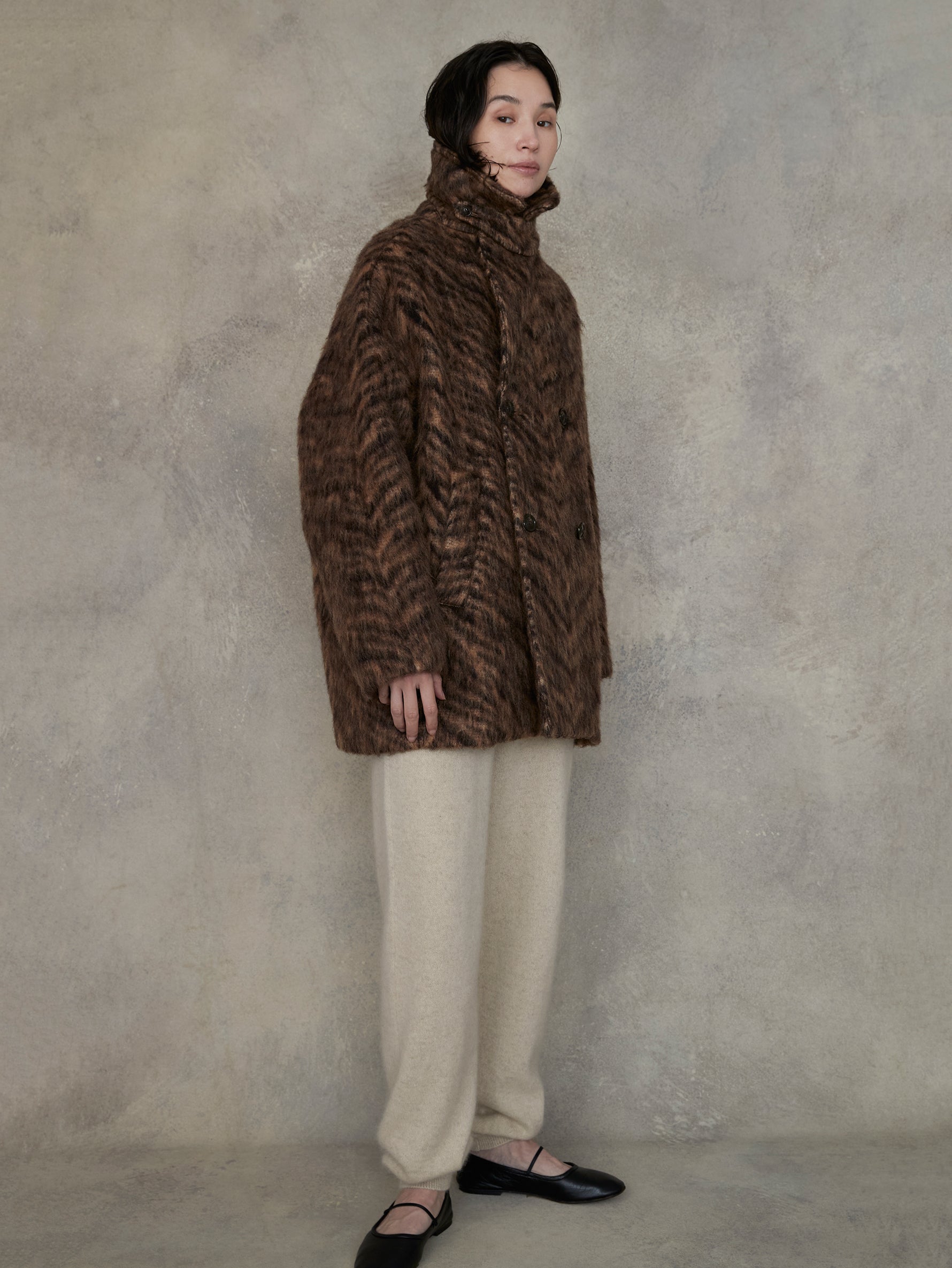 ウールゼブラシャギーピーコート/TBEA-262