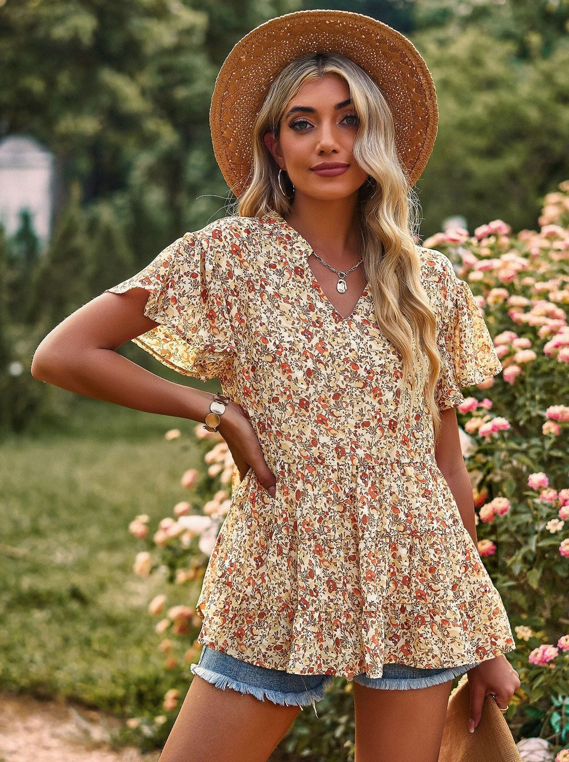 Floral Peplum Top – Tickled Teal LLC