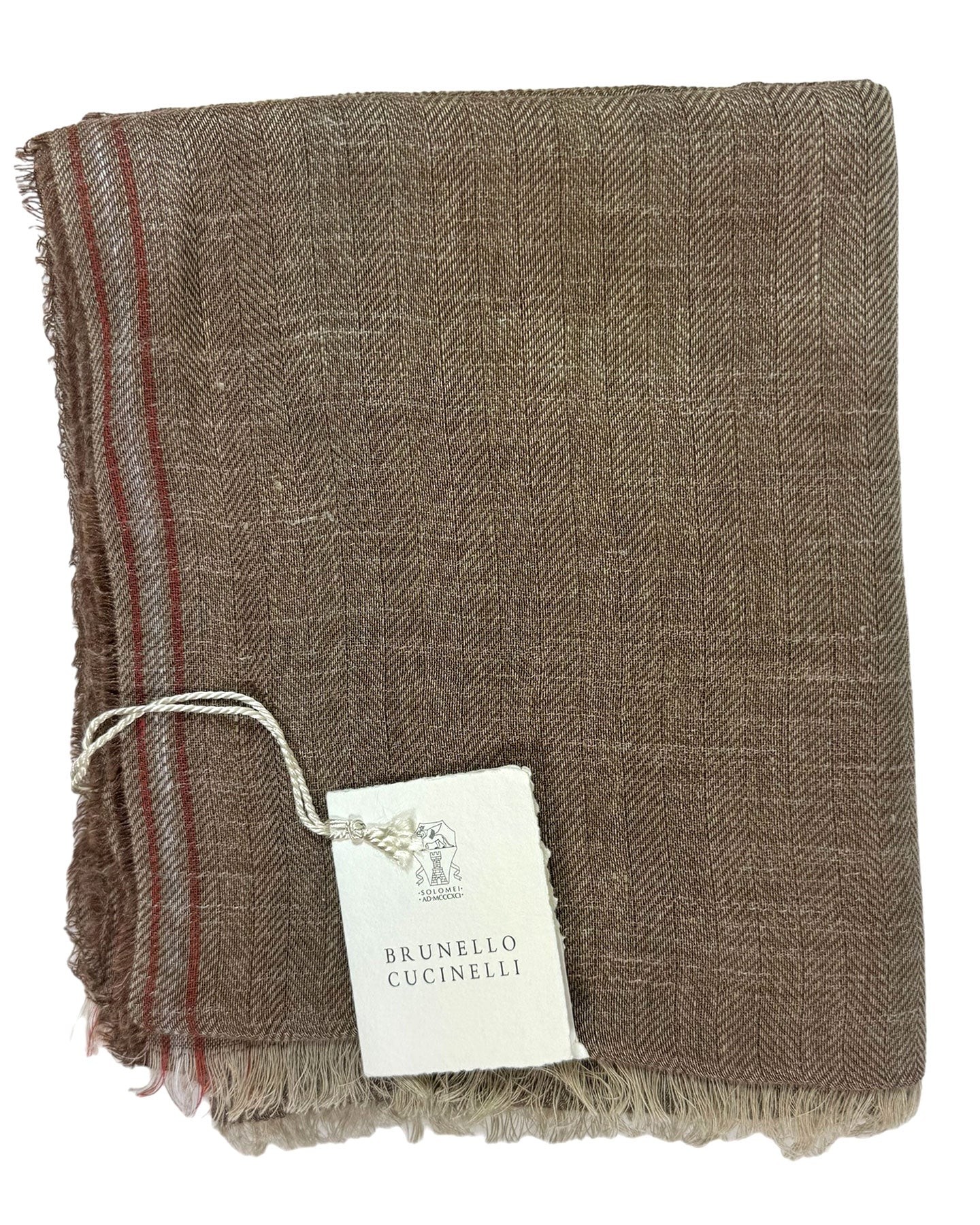 Brunello Cucinelli Scarf Taupe Design - Luxury Linen Silk Men
