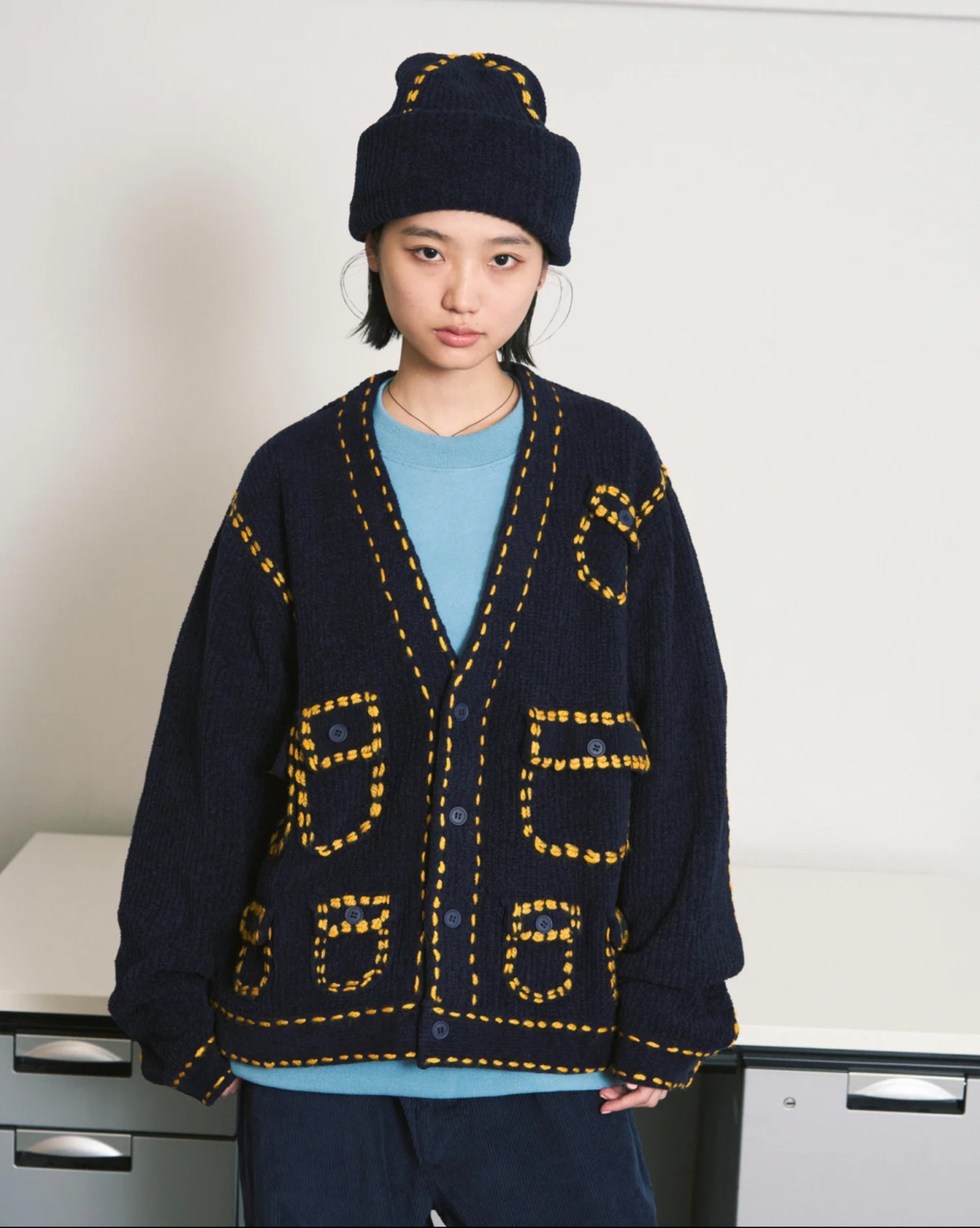 PHINGERIN フィンガリン PG1 POCKET CARDIGAN・ネイビー - tity