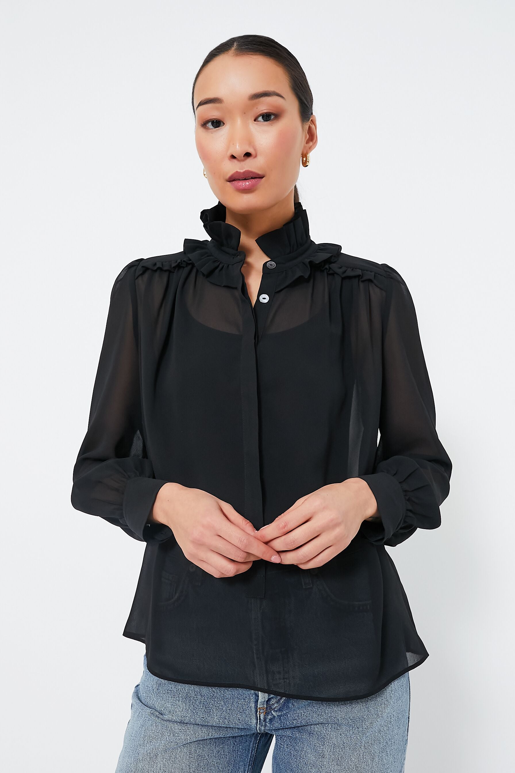 Black Sheer Elana Blouse | Tuckernuck