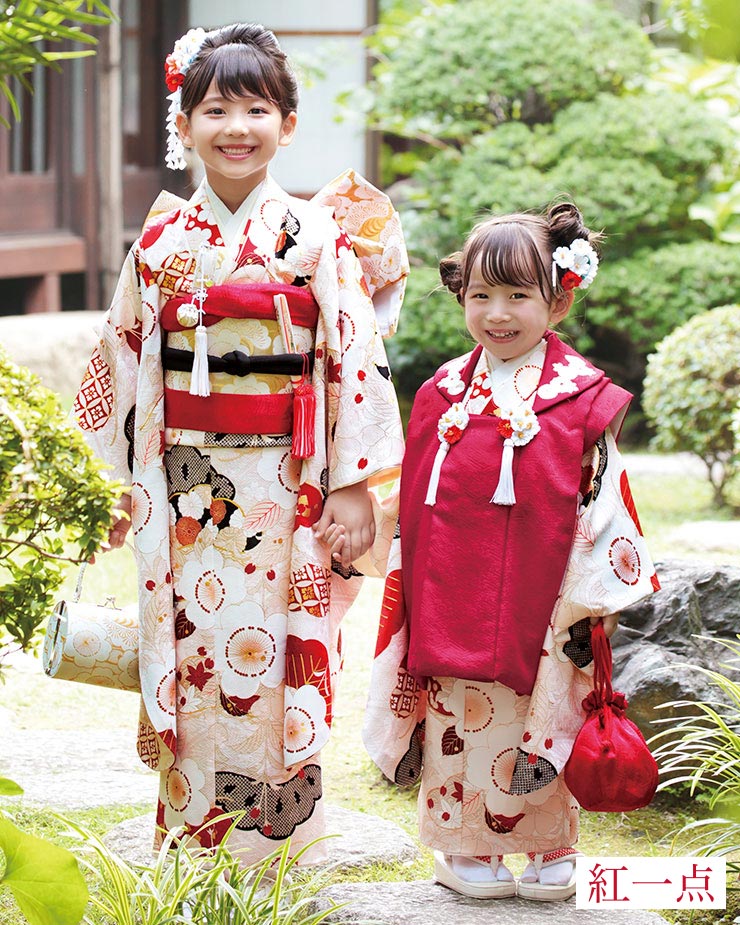 楽天市場】[ 正絹 ] 七五三 7歳 着物セット 女の子 向い鶴に桜と松