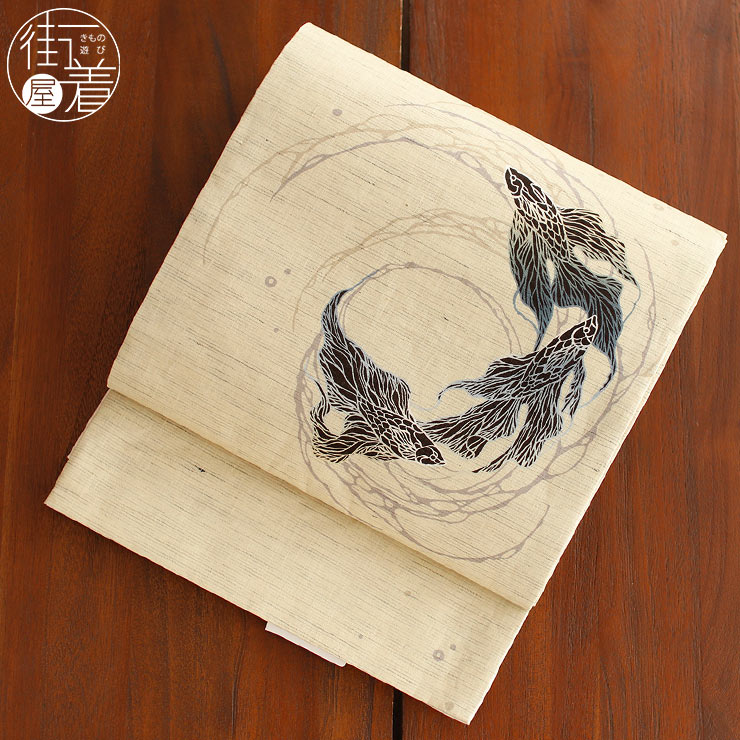 楽天市場】＼スーパーSALE開催中!／[夏帯] 夏名古屋帯 渦巻き金魚 (麻