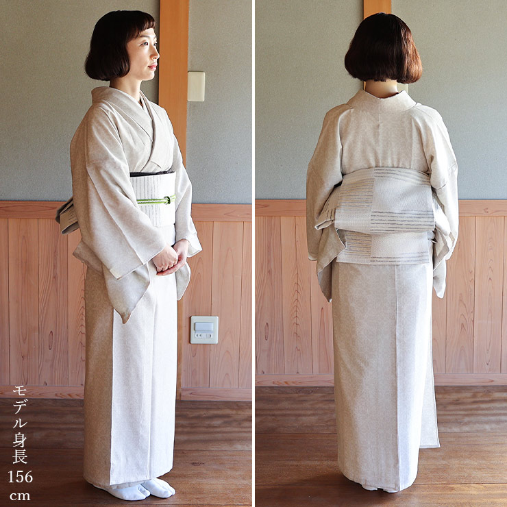 楽天市場】[ 単衣 用 ] 洗える 京袋名古屋帯 絣市松 (オフ白) 日本製