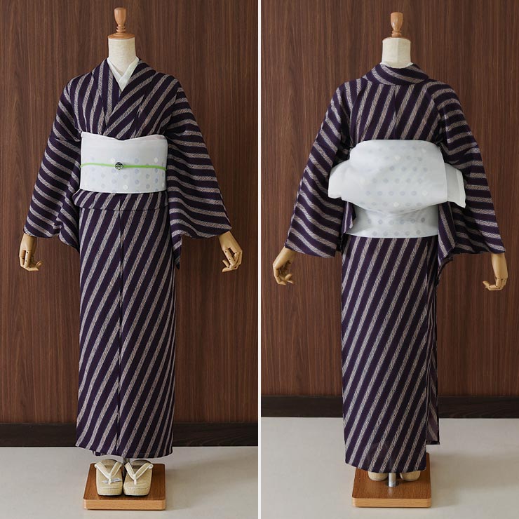 楽天市場】[セオα] 浴衣 アンティーク斜縞(紫紺×灰桜/705B) ゆかた