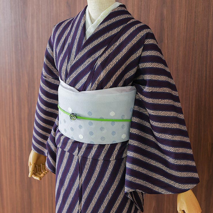 楽天市場】[セオα] 浴衣 アンティーク斜縞(紫紺×灰桜/705B) ゆかた