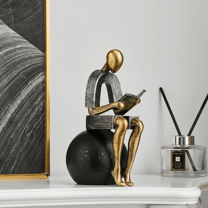 楽天市場】置物 オブジェ 人物 現代アート ミニマリスト読書 思索者