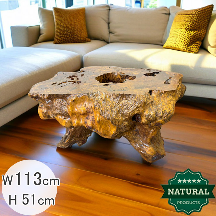 楽天市場】送料無料 自然木 木の根 座卓 低い テーブル W113cm 花台