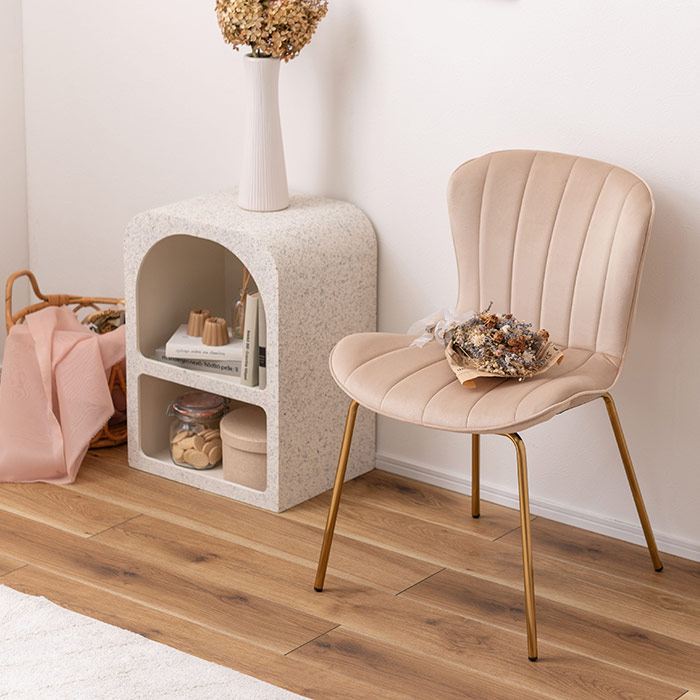 楽天市場】[レビュー特典]ゴールド脚 ベロアチェア くすみカラー