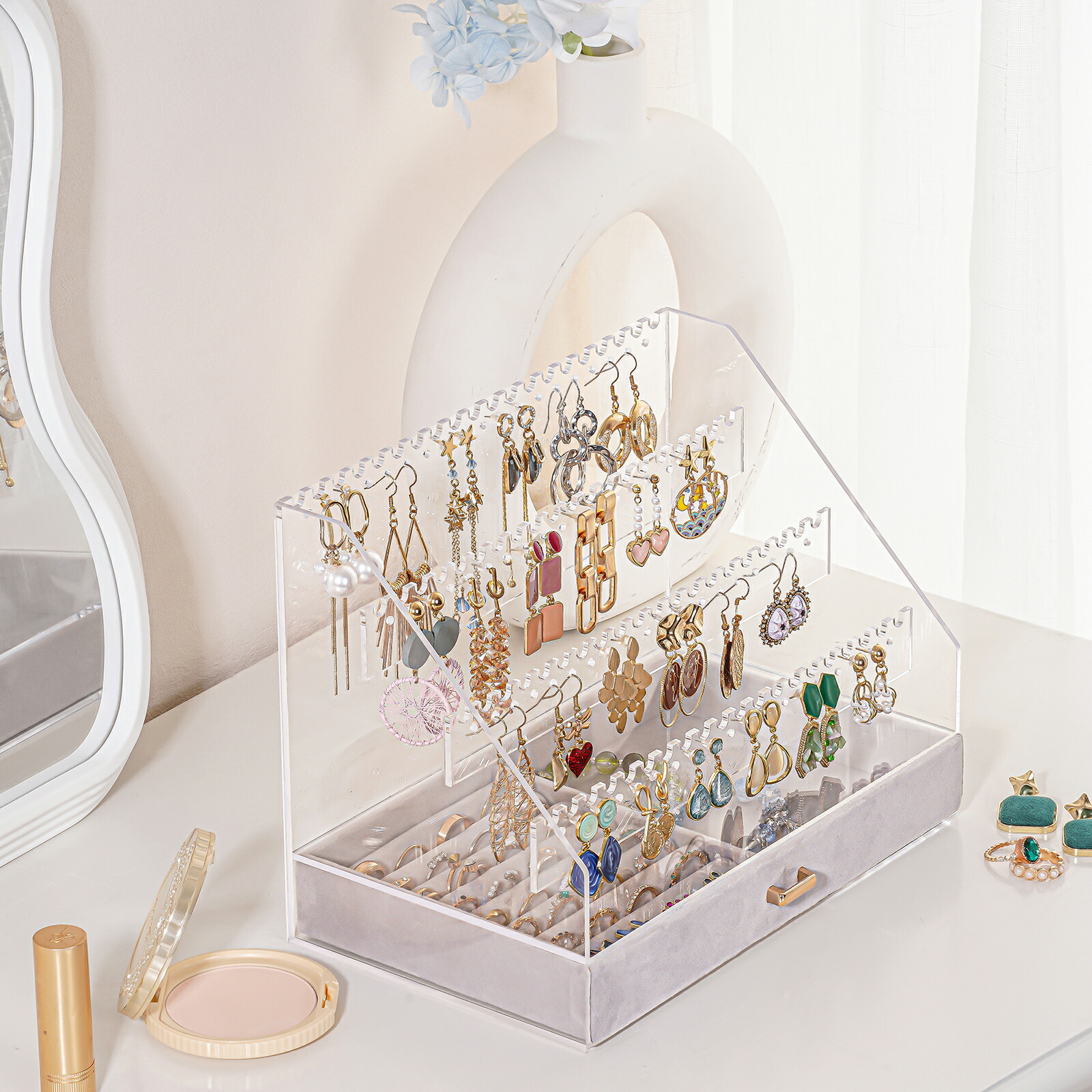 楽天市場】Lolalet イヤリング収納ケース 透明アクリル ピアス収納