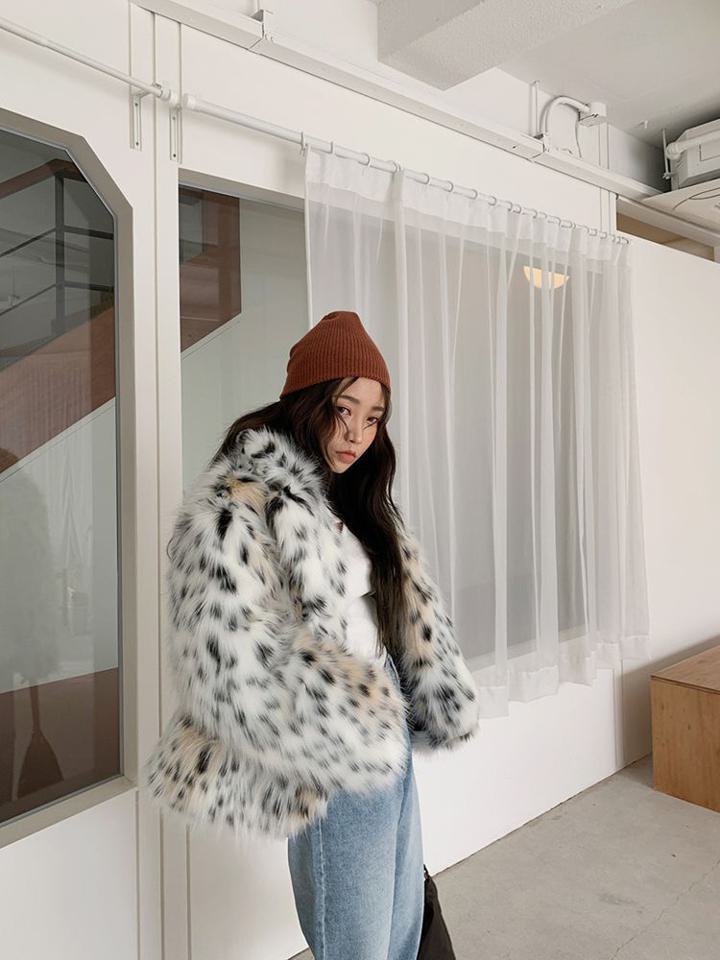 楽天市場】ヒョウ柄 ファーコート 毛皮 ミドルコート ファー ルーズ 豹