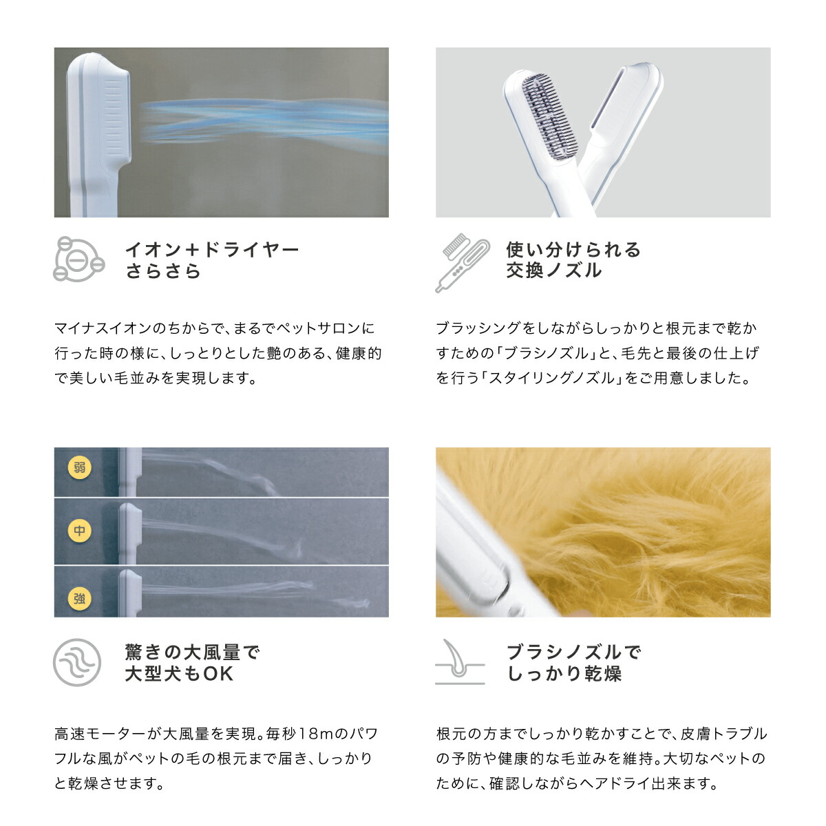 楽天市場】mino ペットドライヤー ブラシ ノズル 犬 猫 イヌ ネコ 小型