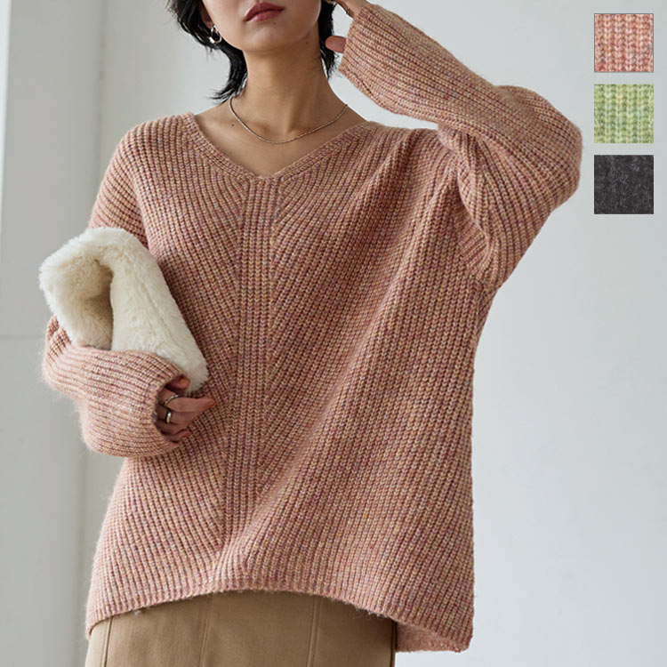 楽天市場】メランジVネックニットプルオーバー [C6441] レディース 杢