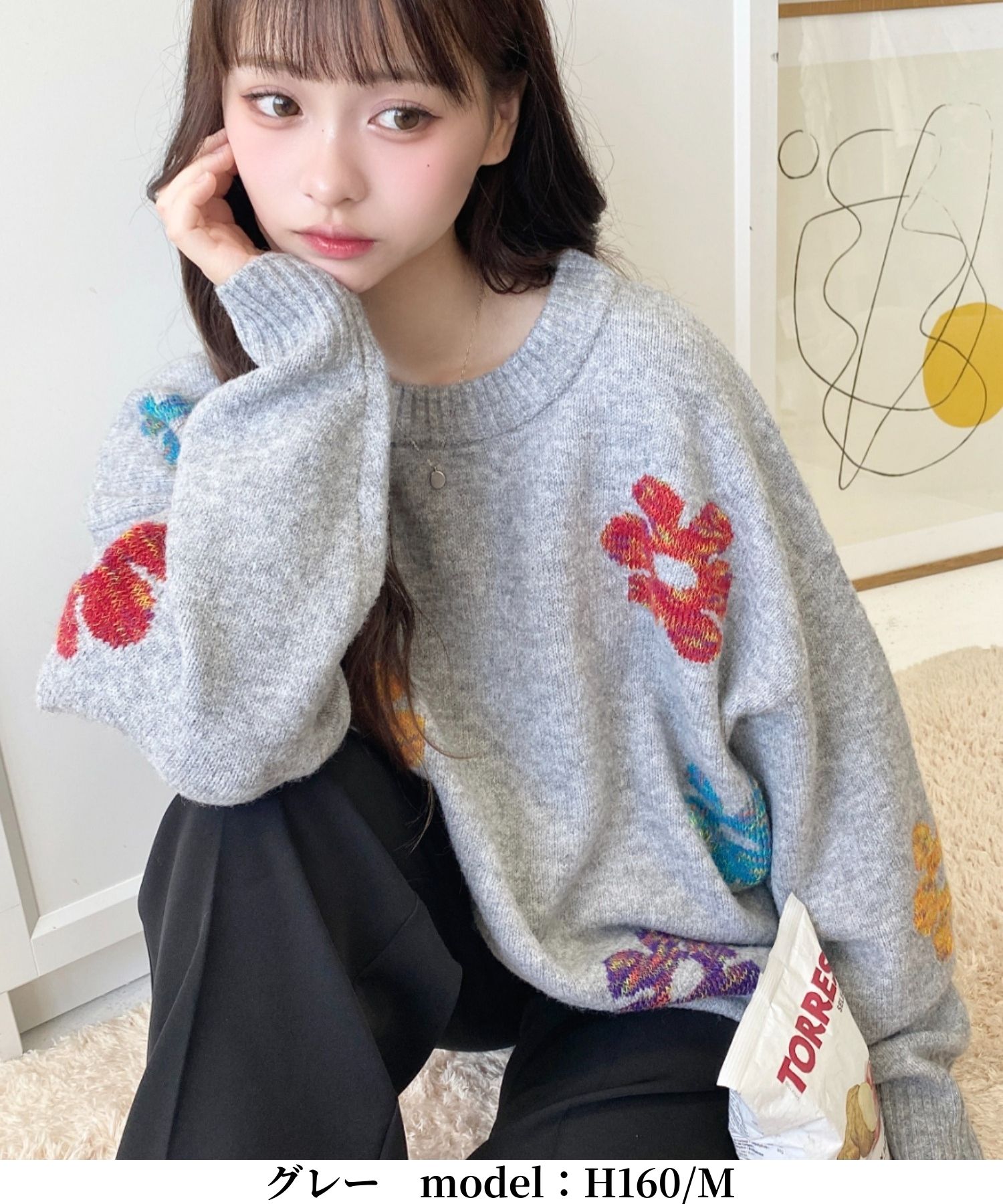 楽天市場】【54%OFF 4,800→2,200円】ニット フラワー ジャガード 花