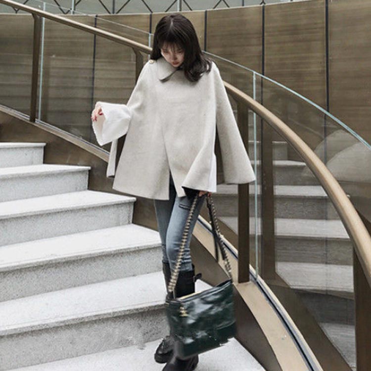 楽天市場】ケープコート マント アウター ウールライク 羽織 ポンチョ