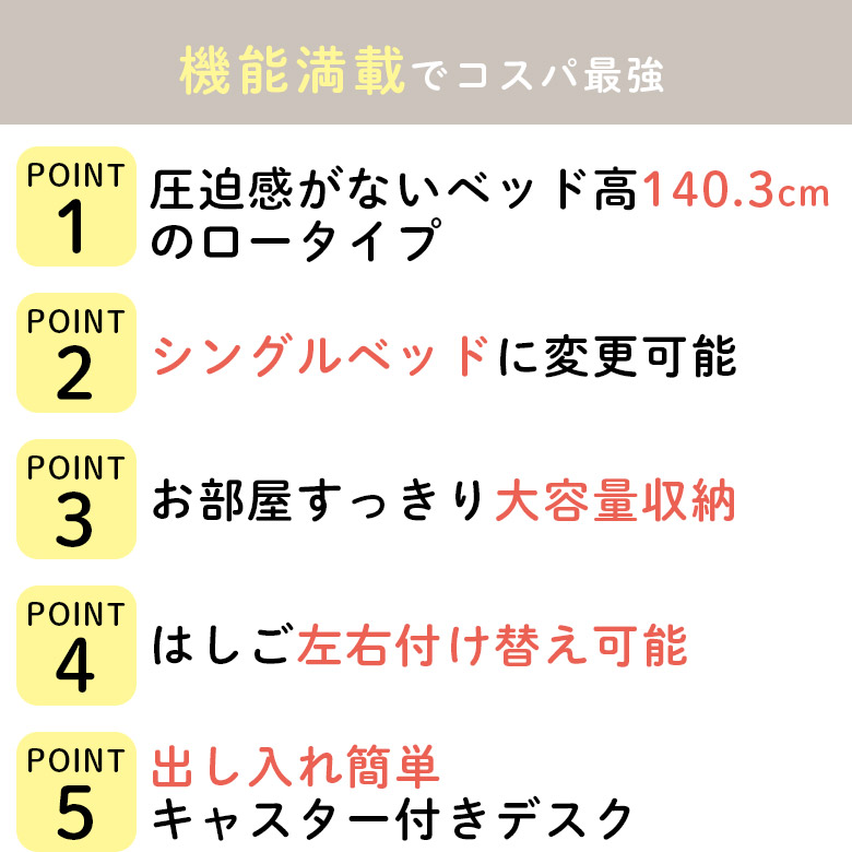 楽天市場】システムベッド 子供 省スペース 長く使える 成長に合わせて