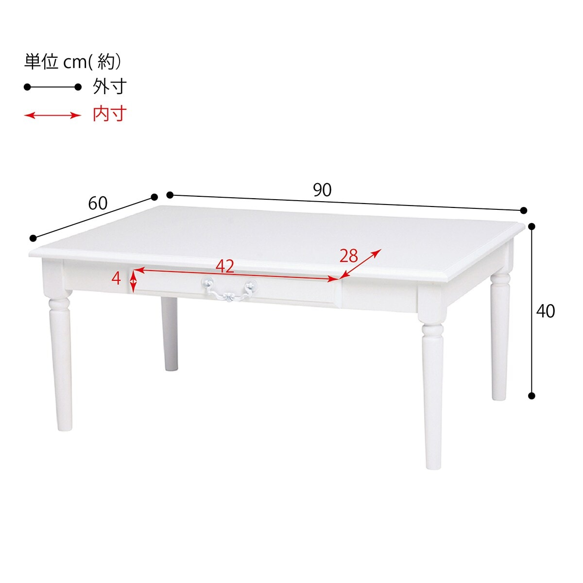 楽天市場】フレンチアンティーク調ホワイトシャビー センターテーブル