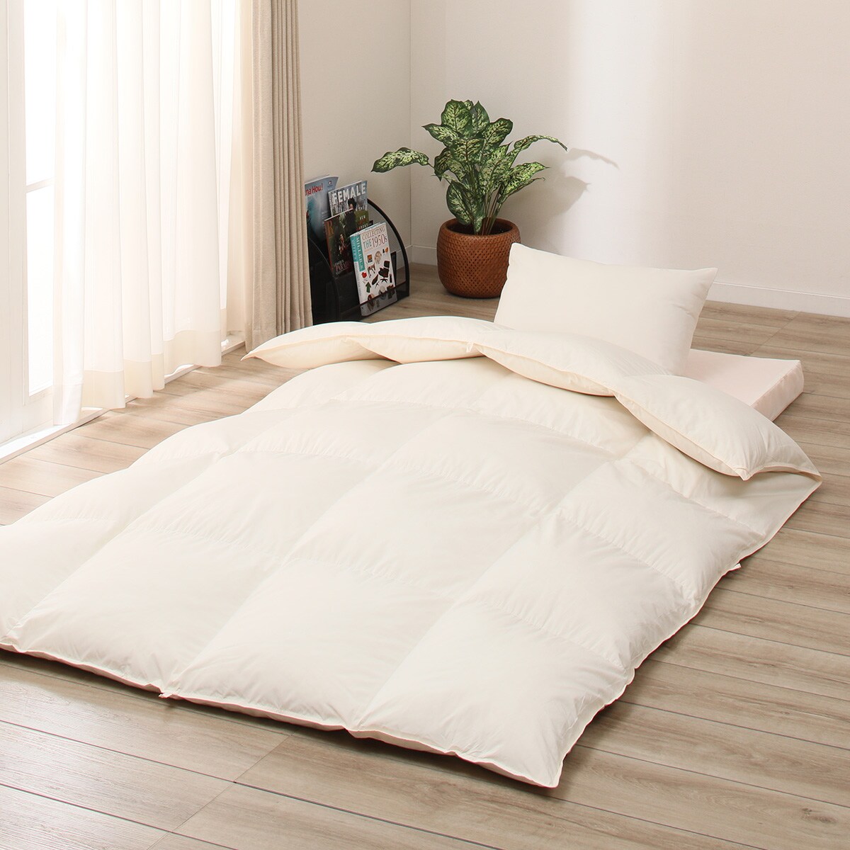 楽天市場】羽毛布団ダウン85％＋3つ折りプロファイルマットレス＋枕3