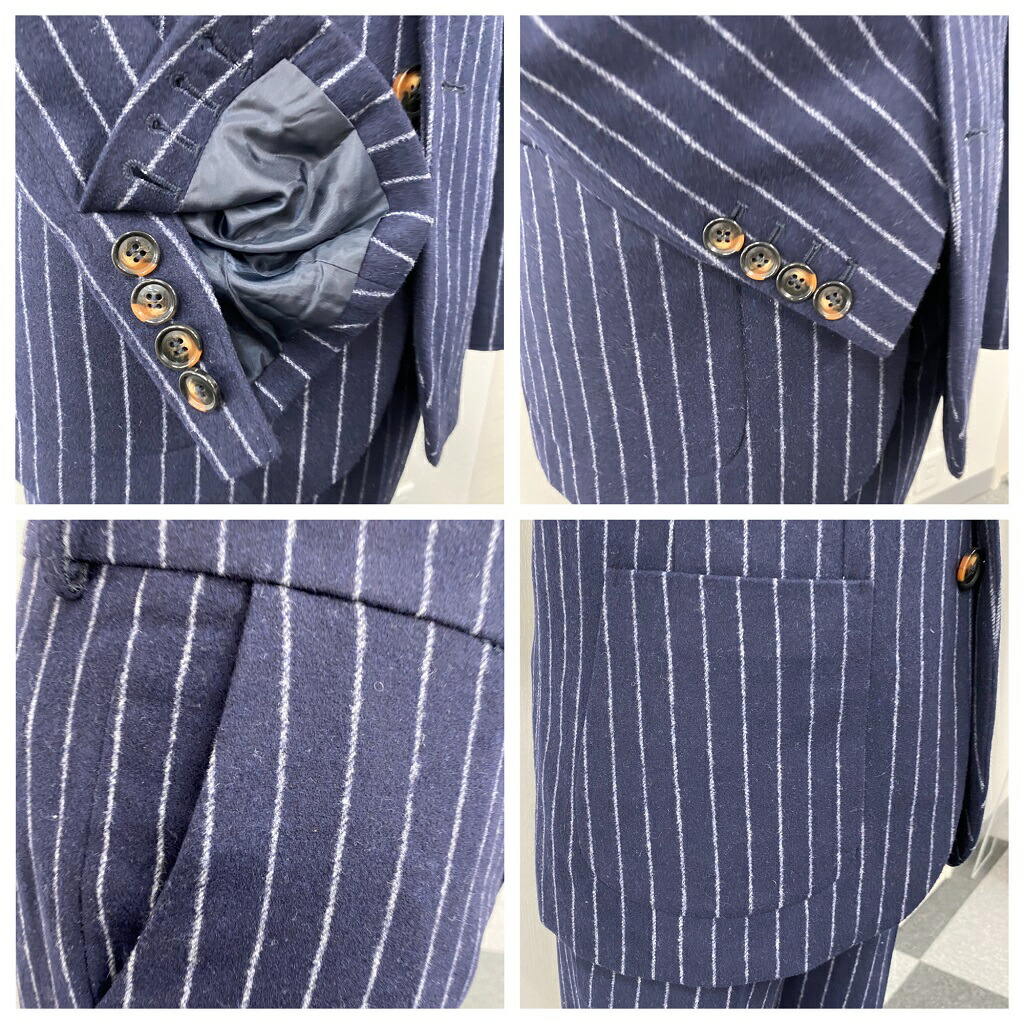 楽天市場】ネイビーストライプシングルジャケットスリーピーススーツ