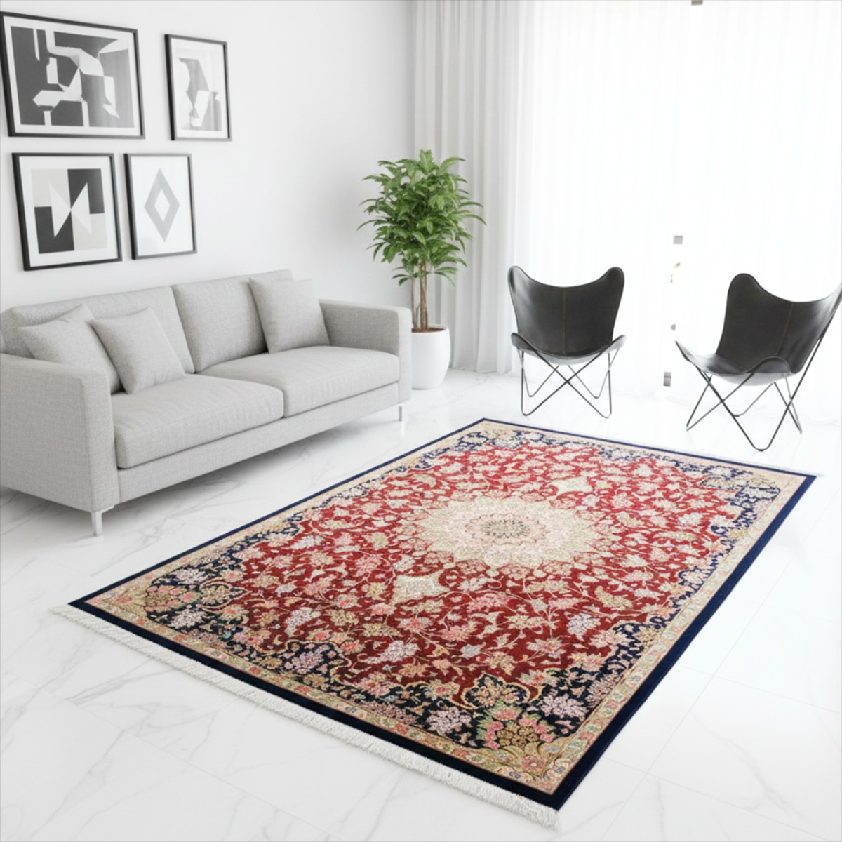 楽天市場】ペルシャ絨毯 【本物イラン産】 クム シルク マルージ工房