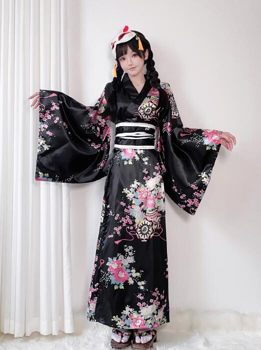 楽天市場】着物 ロング丈 桜柄 花魁 コスプレ 着物ドレス 花魁