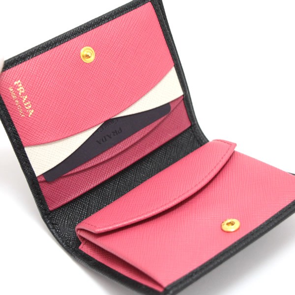 楽天市場】未使用 プラダ PRADA 二つ折り 財布 サフィアーノ レザー 黒