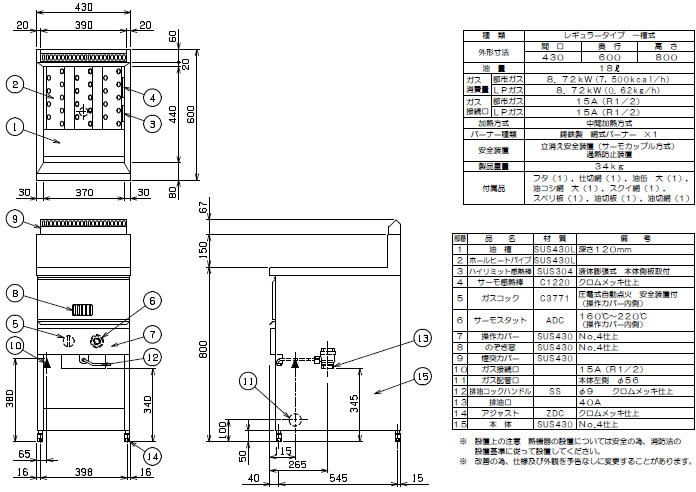 楽天市場】マルゼン ガス式 ガスフライヤー MGF-18J【代引き不可