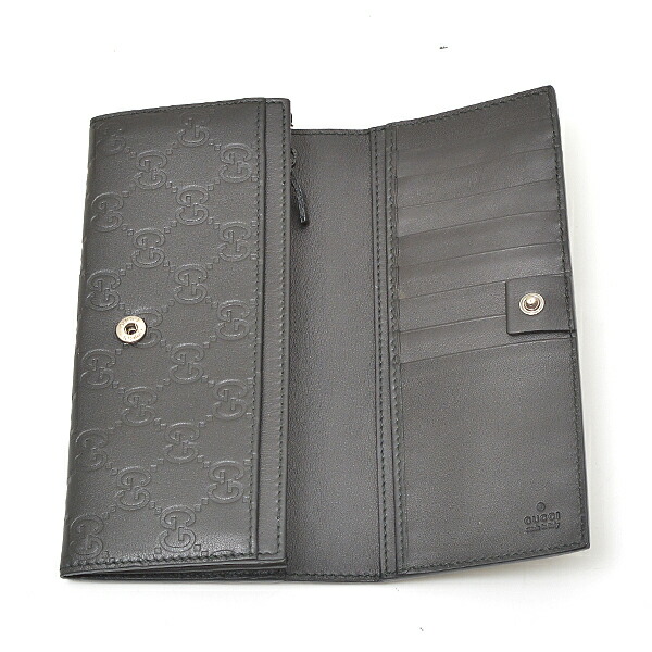 楽天市場】グッチ GUCCI グッチシマ 二つ折り長財布 ブラック レザー
