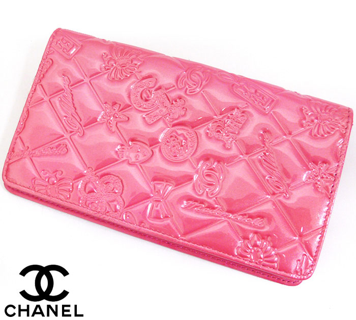 楽天市場】【CHANEL】シャネル アイコン 長財布 ピンク エナメル