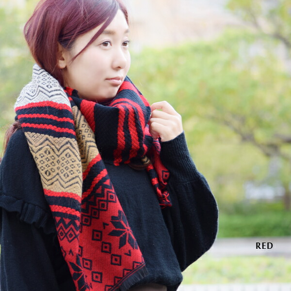楽天市場】ストール ノルディック かわいい マフラー ネイティブ 大判