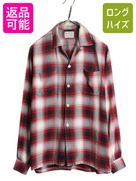 楽天市場】60s ☆ オンブレ チェック レーヨン オープンカラー シャツ