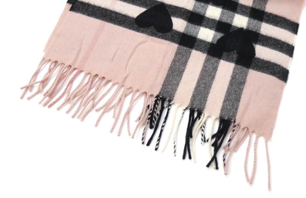 楽天市場】バーバリー BURBERRY チェック＆ハート マフラー ピンク