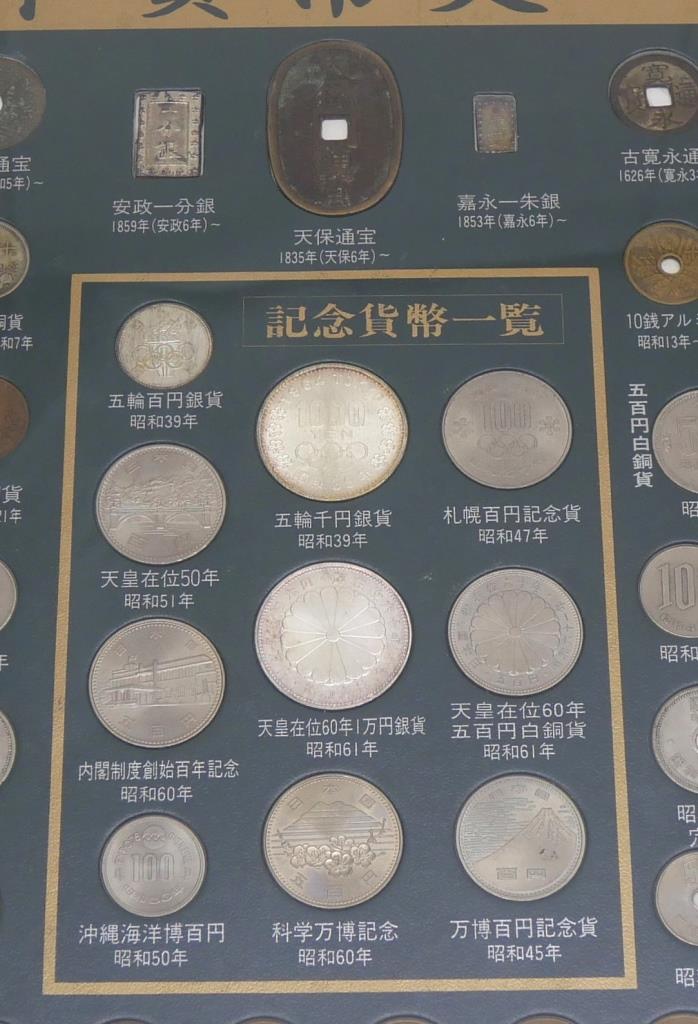 楽天市場】日本貨幣史一覧 額入りセット 220枚入り 硬貨セット 【中古