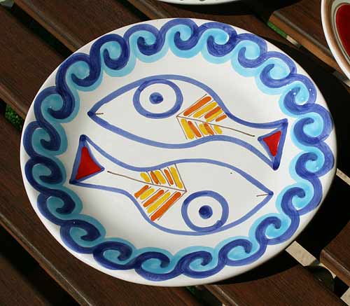 楽天市場】イタリア製 輸入雑貨 絵皿 サカナ 魚 手描き ブルー