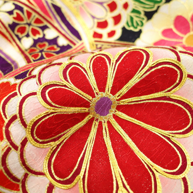 振り袖 フルセット 長襦袢付 成人式 金彩加工 刺繍入り 全通袋帯 727