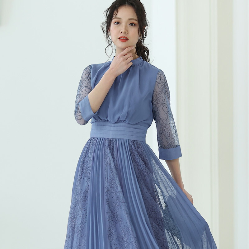 楽天市場】プチハイネック シフォン プリーツ レース切り替え