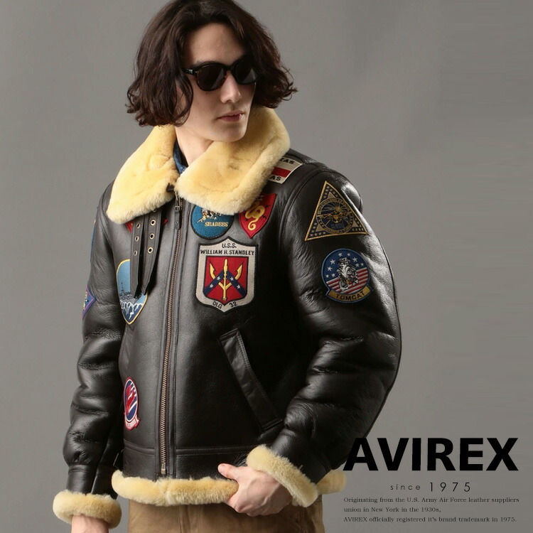 楽天市場】AVIREX B-3 フライトジャケット ムートン ブラック [ 38