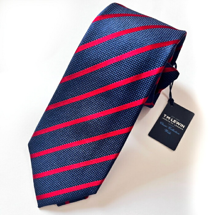 楽天市場】ネクタイ ネイビー x レッド レジメンタルストライプ