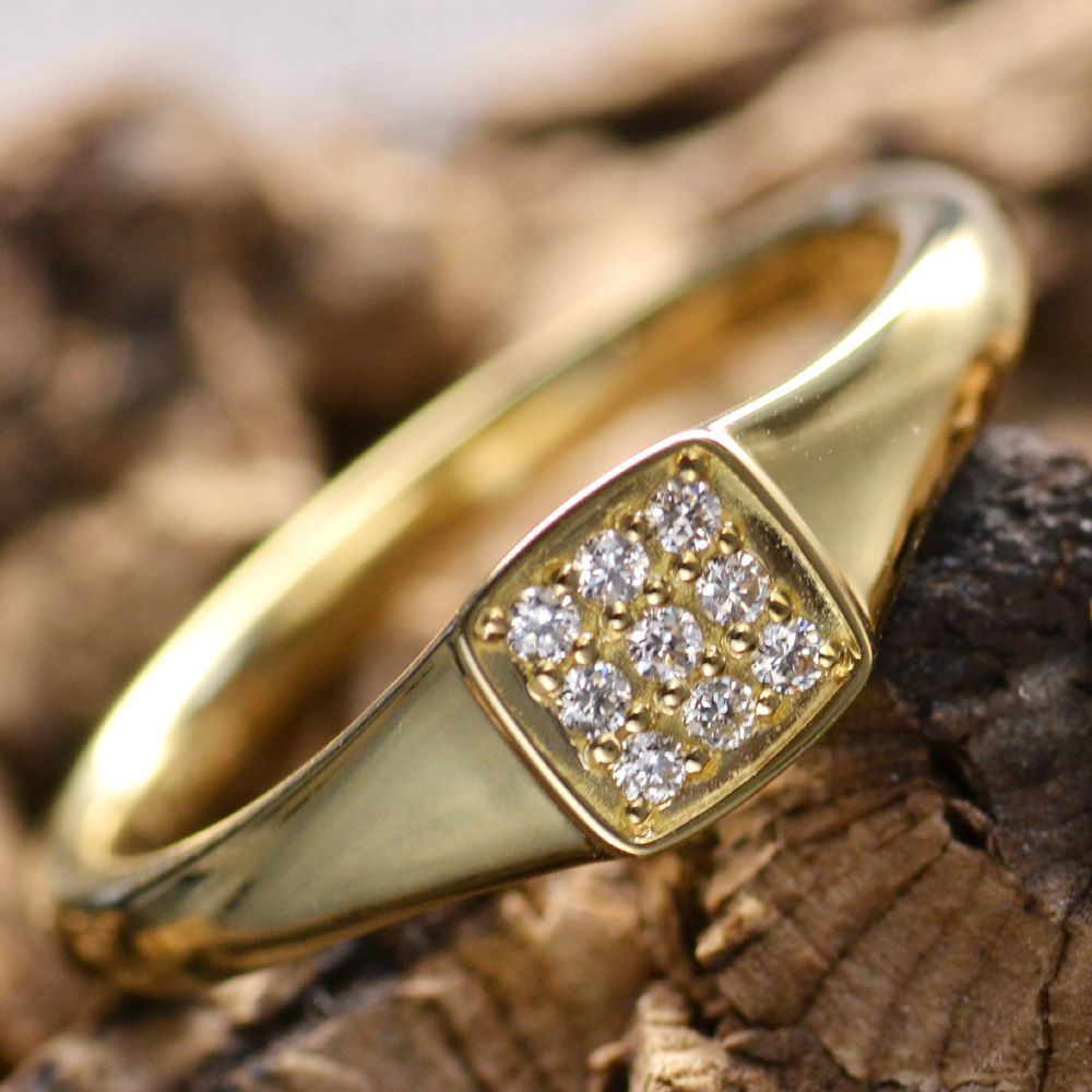 楽天市場】18金 印台 リング K18 18K 指輪 メンズリング ダイヤモンド